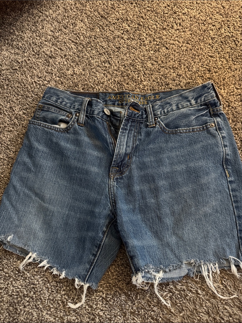 American Eagle Outfitters Frayed Hem Denim Cutoff Shorts - Blue